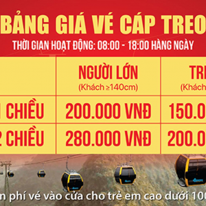 Bảng Giá Vé Cáp Treo Hương Bình